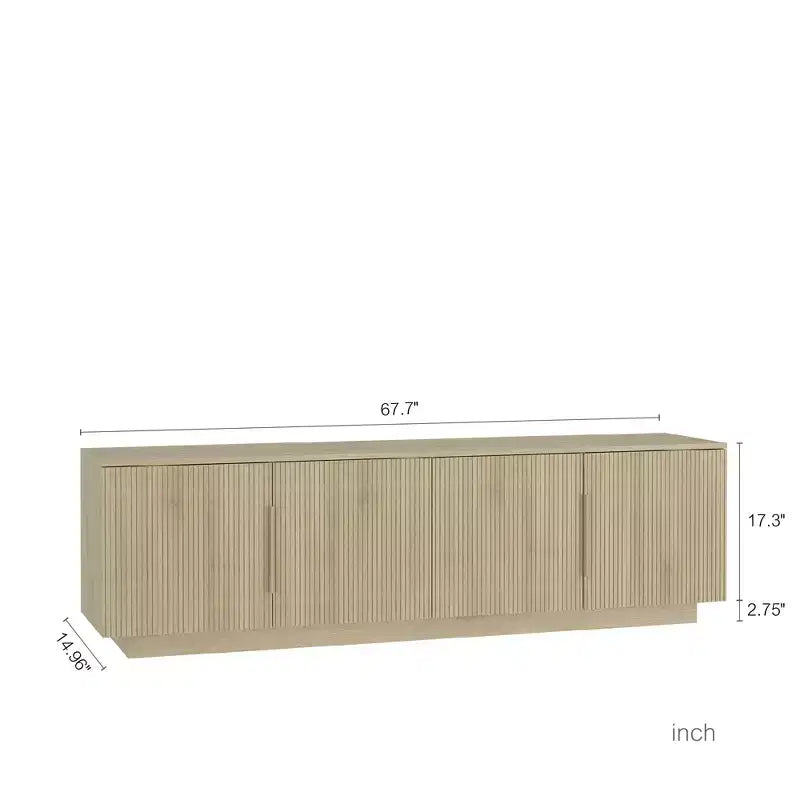 Mobile TV moderno da 68 pollici con illuminazione a LED a 16 colori, compatibile con TV da 55, 60 e 65 pollici, include spazio di archiviazione, effetto legno