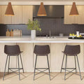 Poly & Bark Set di 3 Sgabelli da Bar Altezza Bancone Paxton da 61 cm Marrone: Rivestiti, Telaio in Acciaio, Design Moderno