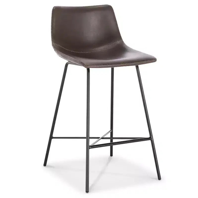 Poly & Bark Set of 3 24" High Paxton Counter Height Barstools Brown: Upholstered, Steel Frame, Modern Design