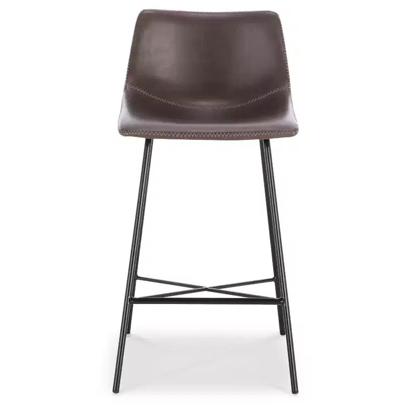 Poly & Bark Set of 3 24" High Paxton Counter Height Barstools Brown: Upholstered, Steel Frame, Modern Design
