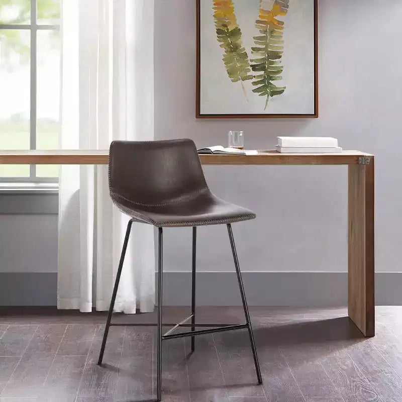 Poly & Bark Set di 3 Sgabelli da Bar Altezza Bancone Paxton da 61 cm Marrone: Rivestiti, Telaio in Acciaio, Design Moderno