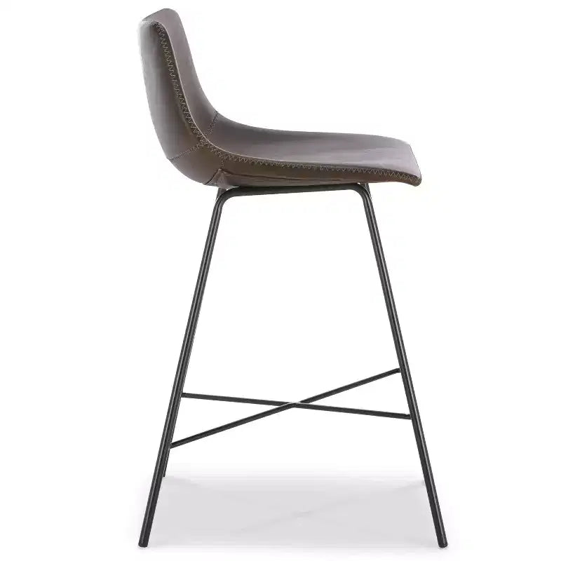 Poly & Bark Set di 3 Sgabelli da Bar Altezza Bancone Paxton da 61 cm Marrone: Rivestiti, Telaio in Acciaio, Design Moderno