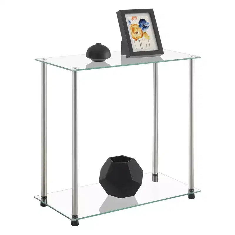 Classic Glass 2 Tier Chairside End Table in Glass/Chrome