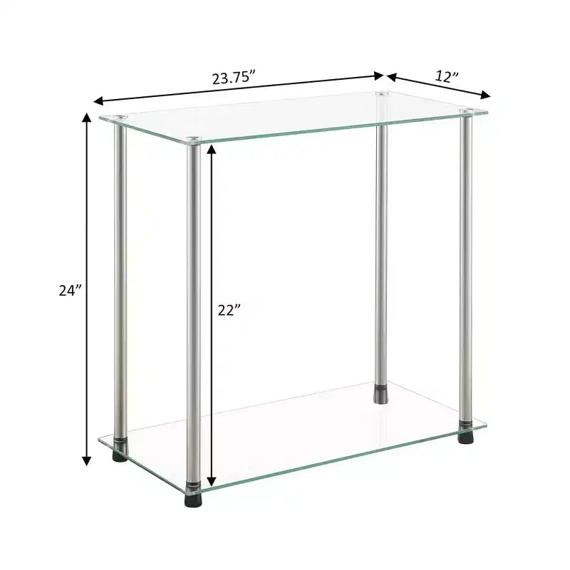 Classic Glass 2 Tier Chairside End Table in Glass/Chrome