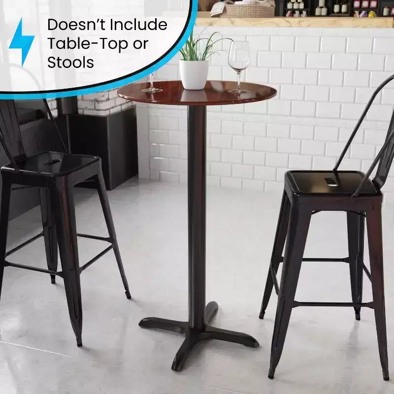 22'' x 22'' Restaurant Table X-Base with 3'' Dia. Bar Height Column