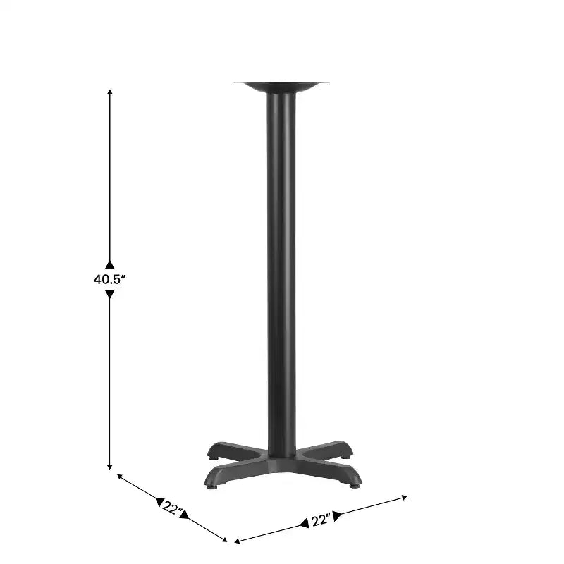 22'' x 22'' Restaurant Table X-Base with 3'' Dia. Bar Height Column