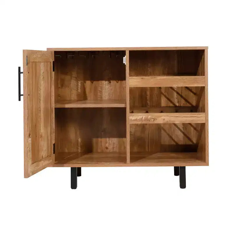 Mobile bar e credenza con mobiletto contenitore, supporti per calici sospesi e portabottiglie