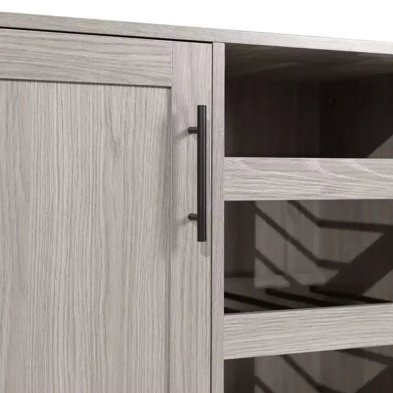 Mobile bar e credenza con mobiletto contenitore, supporti per calici sospesi e portabottiglie