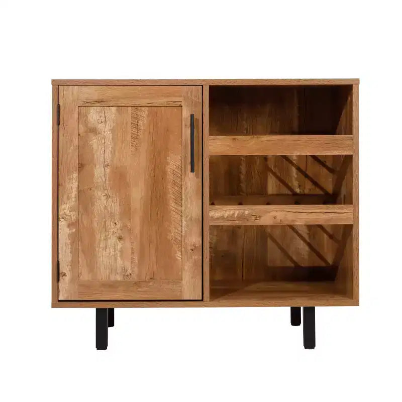 Mobile bar e credenza con mobiletto contenitore, supporti per calici sospesi e portabottiglie
