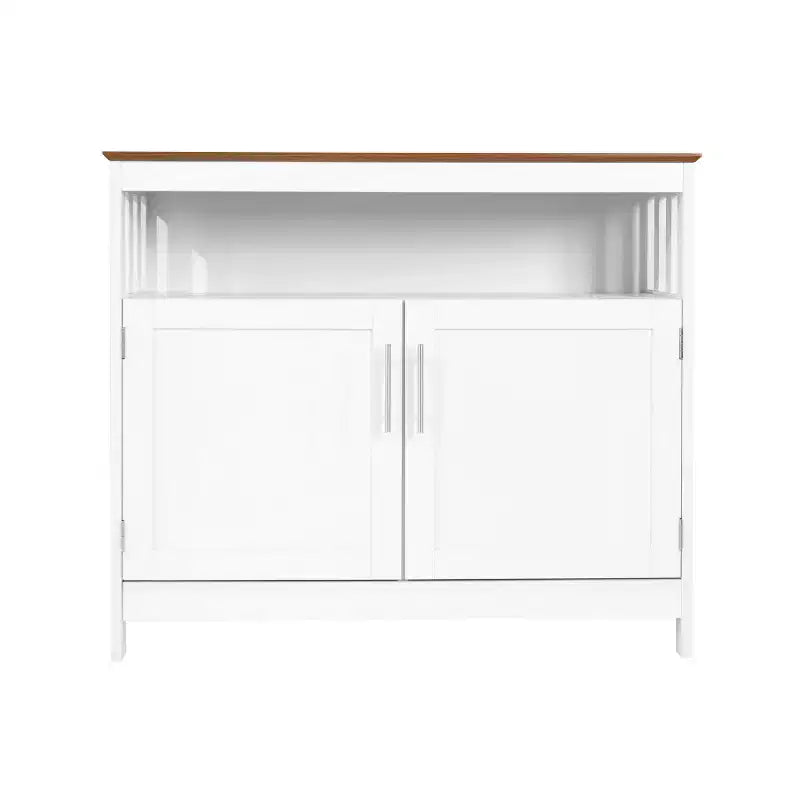 40 Inch Buffet and Sideboard with Open Storage Shelf and Double Door Storage Cabinet