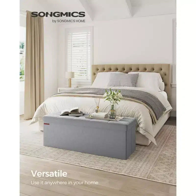 Panca Pouf Contenitore Pieghevole con 2 Scatole Contenitore Extra, Capacità di Carico Fino a 300 kg