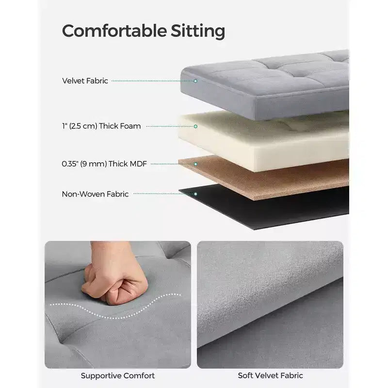 Panca Pouf Contenitore Pieghevole con 2 Scatole Contenitore Extra, Capacità di Carico Fino a 300 kg