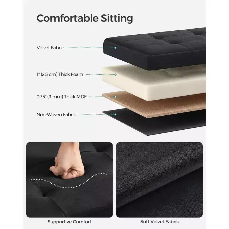 Panca Pouf Contenitore Pieghevole con 2 Scatole Contenitore Extra, Capacità di Carico Fino a 300 kg