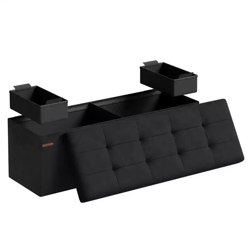 Panca Pouf Contenitore Pieghevole con 2 Scatole Contenitore Extra, Capacità di Carico Fino a 300 kg