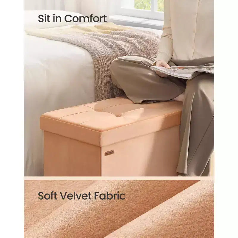 Panca Pouf Contenitore Pieghevole con 2 Scatole Contenitore Extra, Capacità di Carico Fino a 300 kg