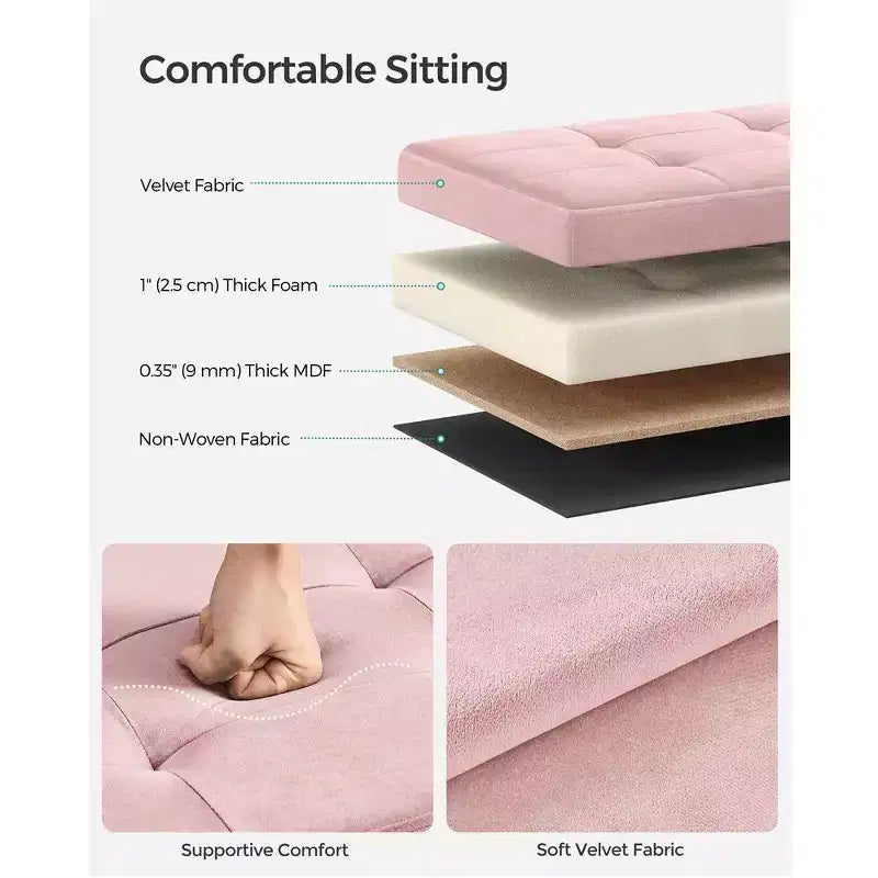 Panca Pouf Contenitore Pieghevole con 2 Scatole Contenitore Extra, Capacità di Carico Fino a 300 kg