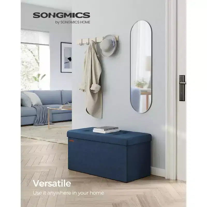 Panca Pouf Contenitore Pieghevole con 2 Scatole Contenitore Extra, Capacità di Carico Fino a 300 kg