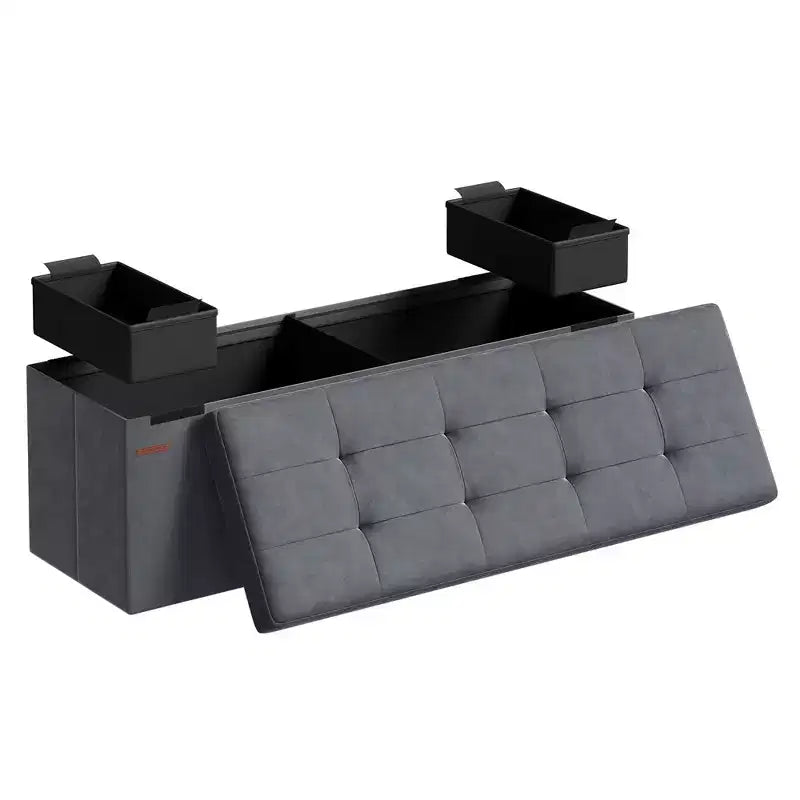 Panca Pouf Contenitore Pieghevole con 2 Scatole Contenitore Extra, Capacità di Carico Fino a 300 kg