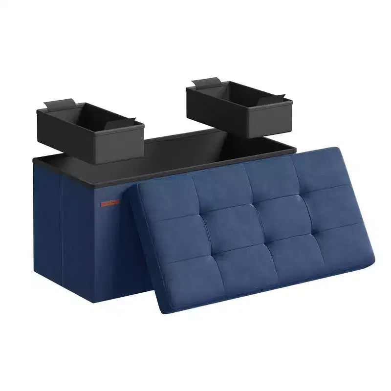 Panca Pouf Contenitore Pieghevole con 2 Scatole Contenitore Extra, Capacità di Carico Fino a 300 kg